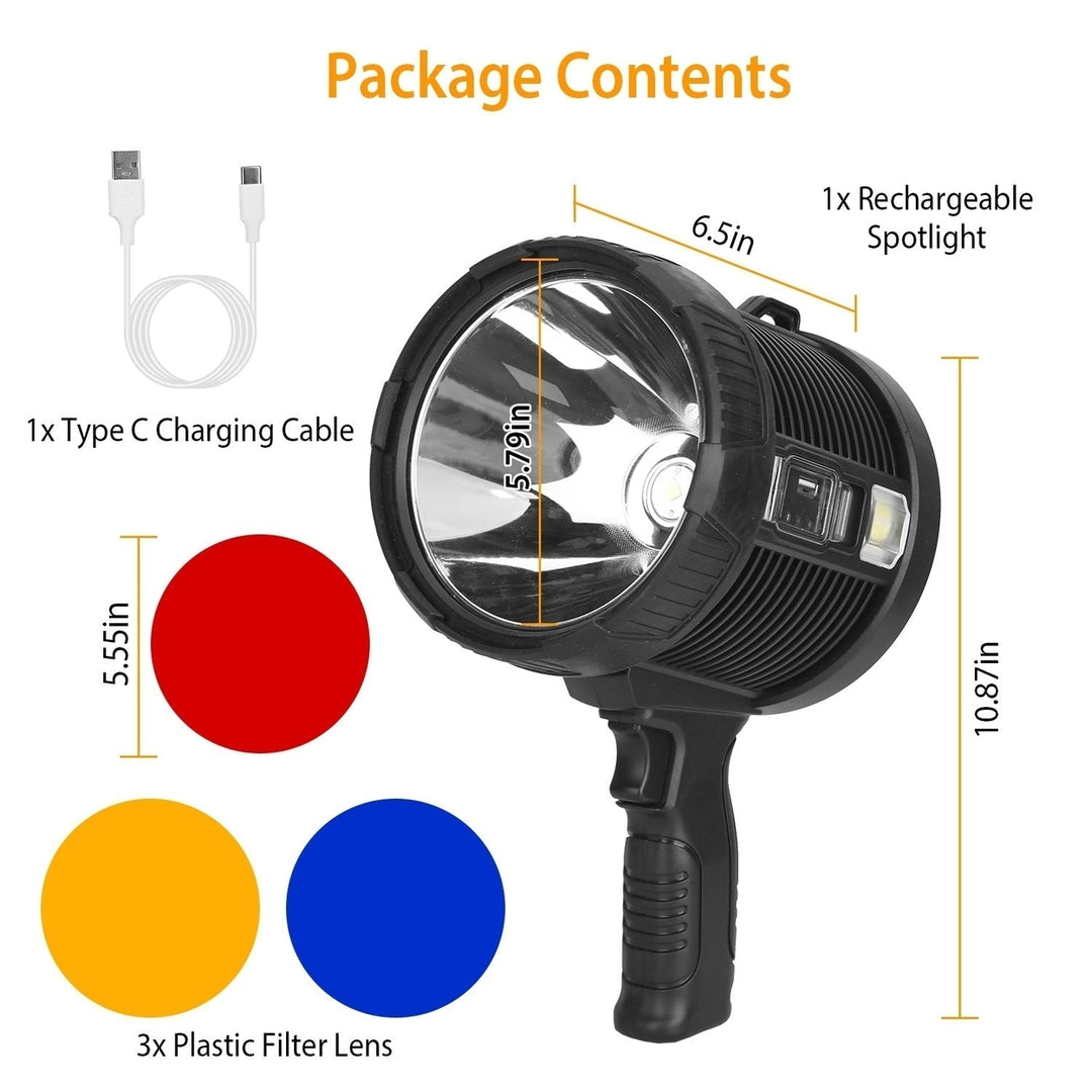 30000LM Rechargeable LED Searchlight IPX6 Waterproof Portable Handheld Spotlight Image 8