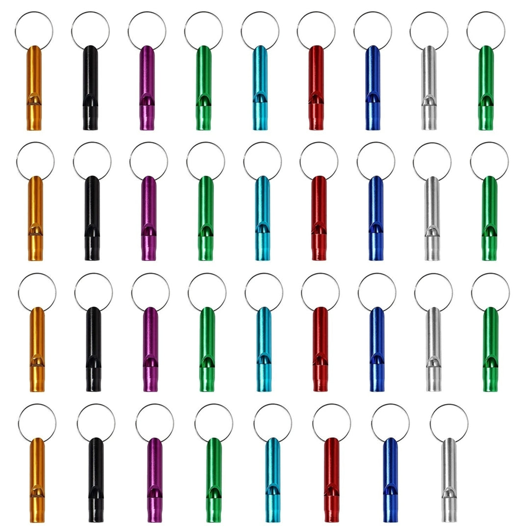 35Pcs Emergency Whistles Extra Loud Aluminum Alloy Whistle with Key Chain Circle for Camping Hiking Hunting Outdoor Image 10