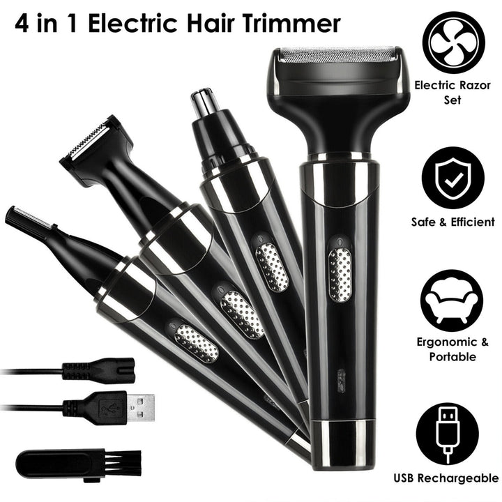 4 In 1 Rechargeable Razor Hair Beard Eyebrow Ear Nose Hairs Sideburn Trimmer Clipper Painless Electric Shaver Image 9