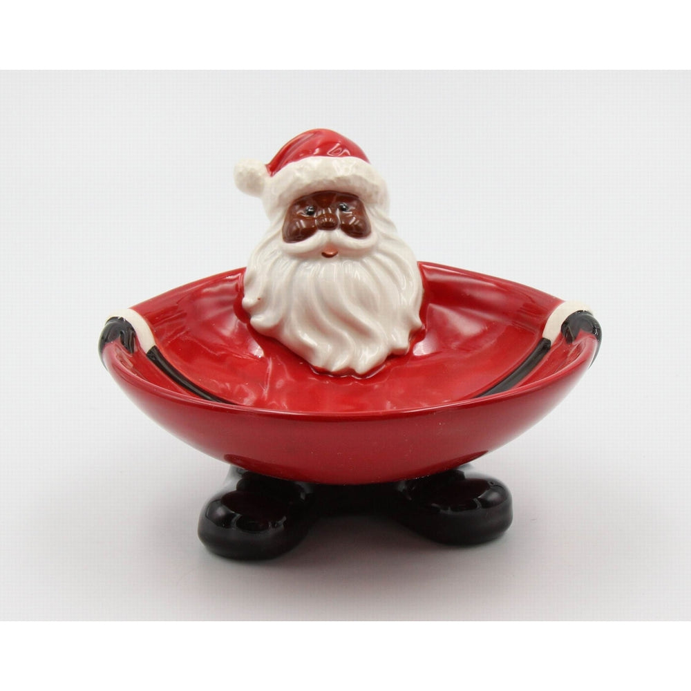 African American Santa Claus Ceramic Candy BowlHome DcorKitchen DcorChristmas Dcor Image 2