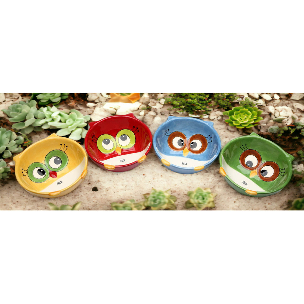 Ceramic Owl Bowls Set of 4  Birdwatcher 5 x 4.875 Inch Image 2