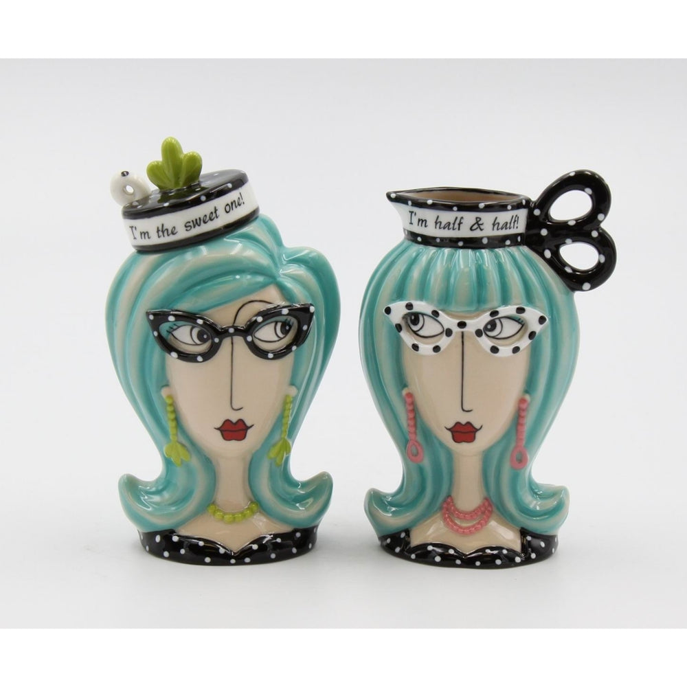 Ceramic Besties Wearing Eyeglasses Sugar And Creamer With SpoonHome DcorMomFriend or CoworkerKitchen Dcor Image 2