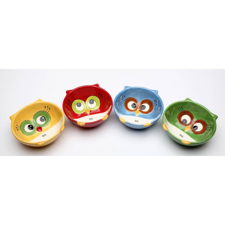 Ceramic Owl Bowls Set of 4  Birdwatcher 5 x 4.875 Inch Image 3