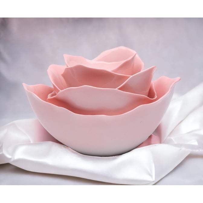 Ceramic Pink Rose Bowl-Set Of 5 Home D cor  Kitchen D cor Valentine s Day D cor Romantic Wedding D cor Image 1