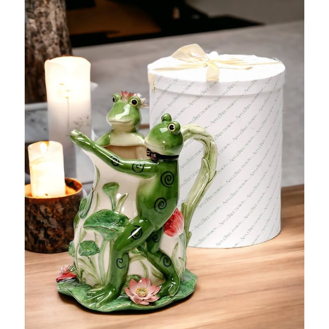 Ceramic Frog Tango Vase and Pitcher 9.5x10.5 inch Cottagecore Gift Image 1