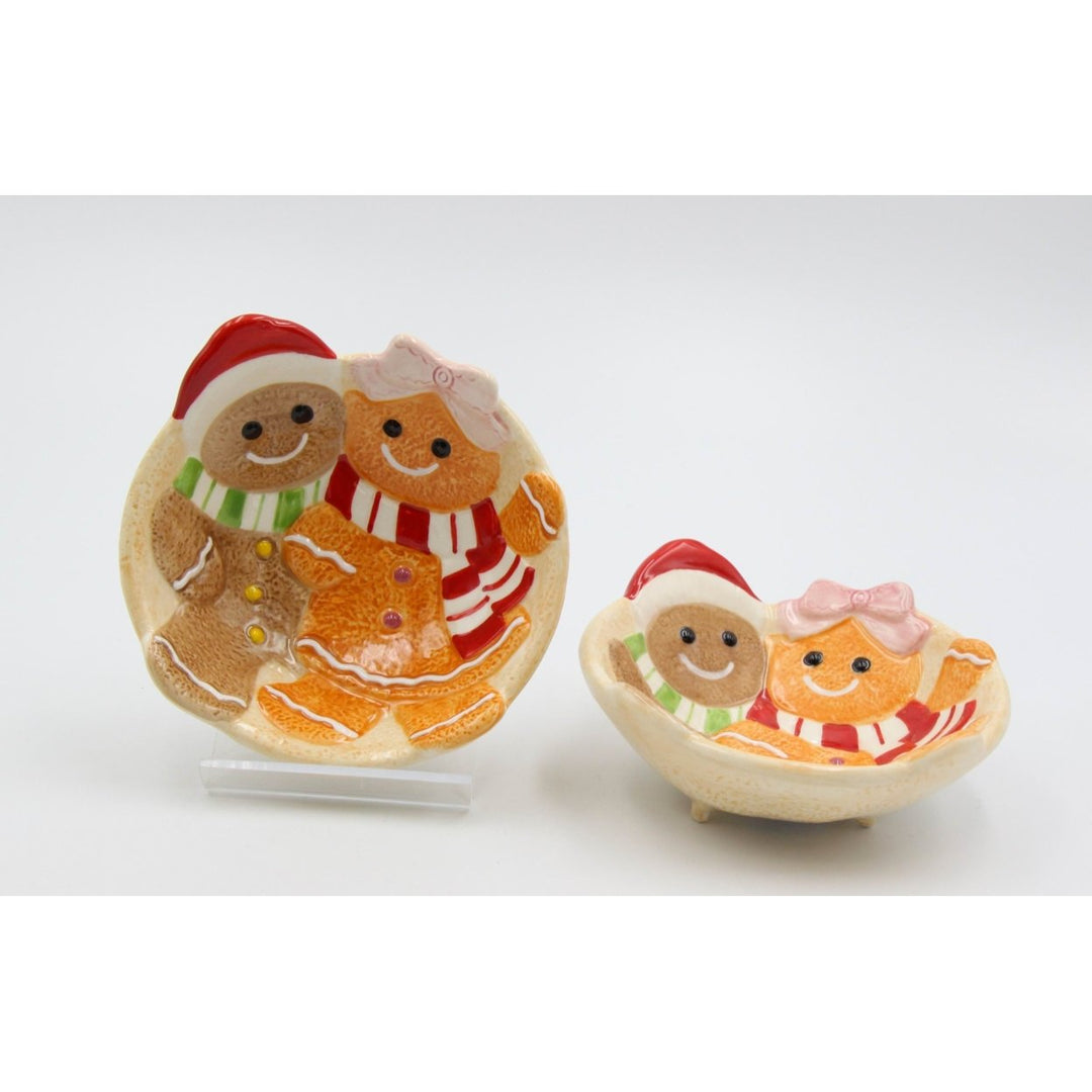 Ceramic Gingerbread Man Candy Bowl Set of 2 Image 4