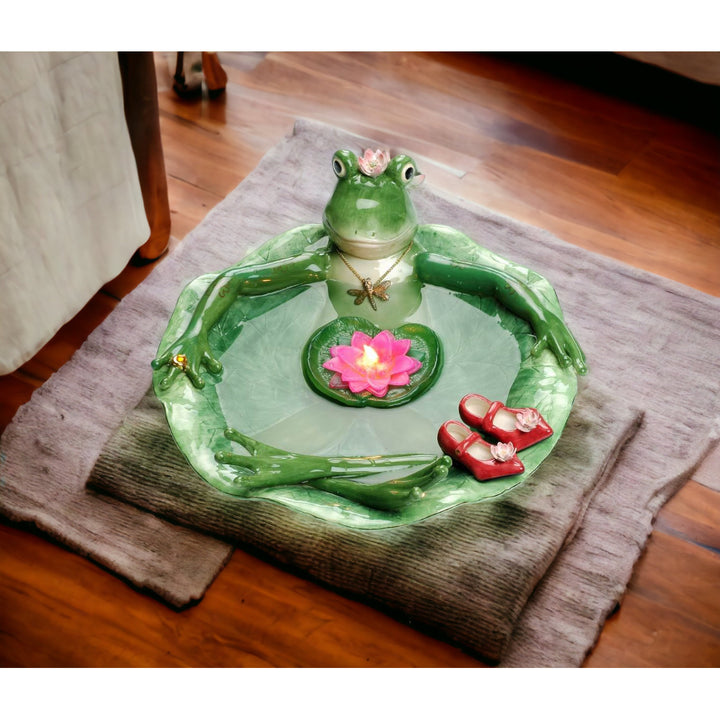 Ceramic Frog Floating Candle Bath 13.75"  Nature Image 2