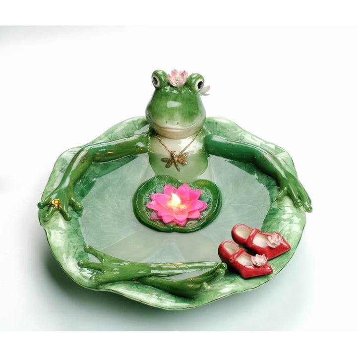 Ceramic Frog Floating Candle Bath 13.75"  Nature Image 3