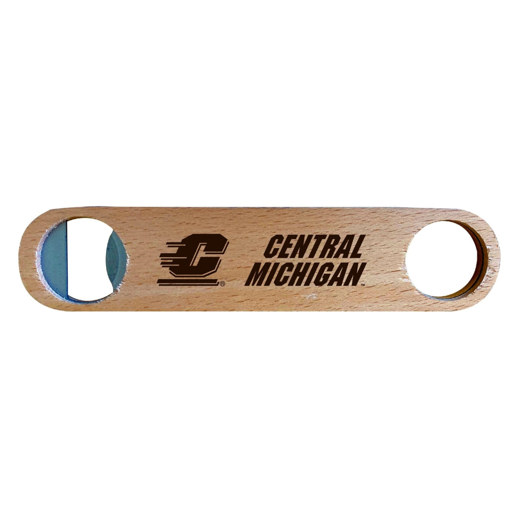 Central Michigan University NCAA Elegant Laser-Etched Wooden Bottle Opener - Collegiate Bar Accessory Image 1