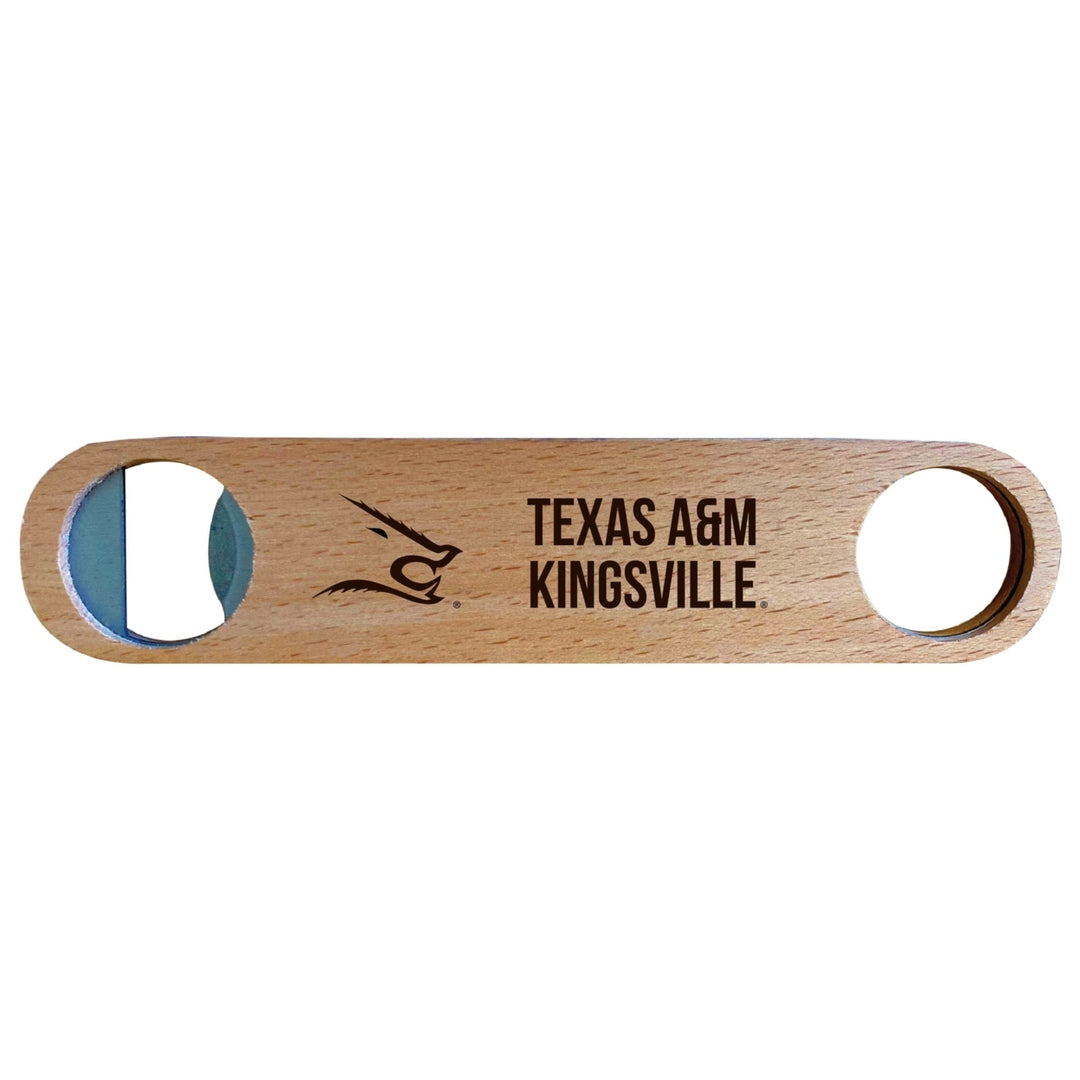 Texas AandM Kingsville Javelinas NCAA Elegant Laser-Etched Wooden Bottle Opener - Collegiate Bar Accessory Image 1