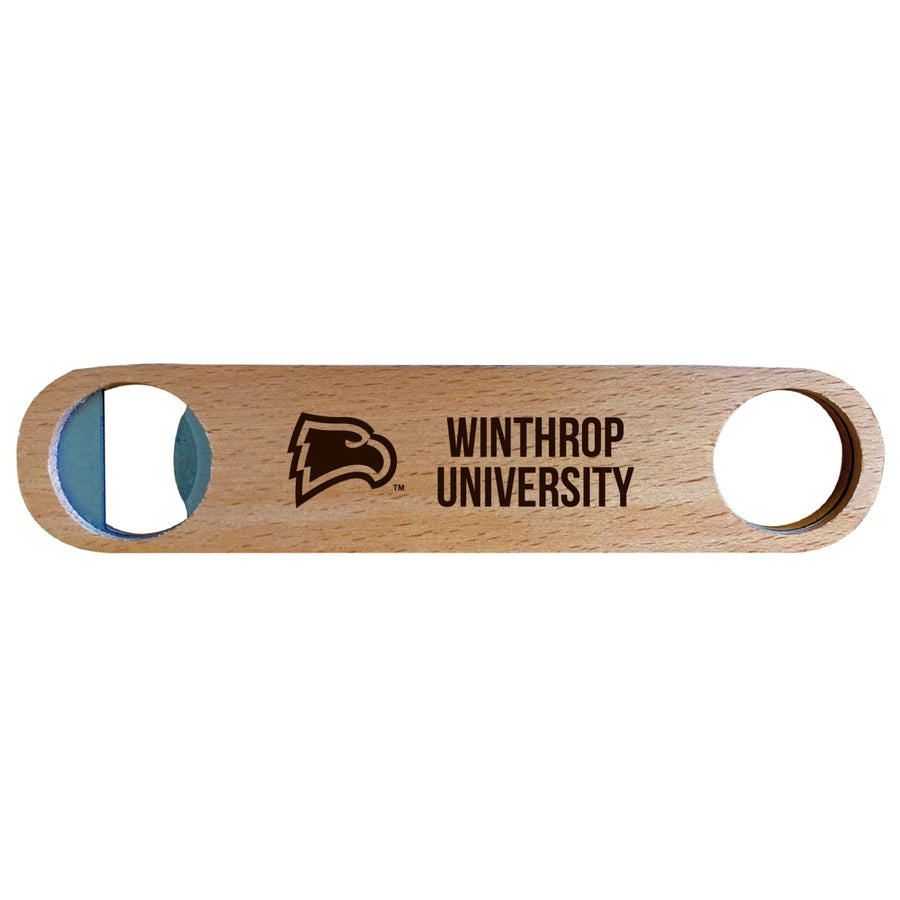 Winthrop University NCAA Elegant Laser-Etched Wooden Bottle Opener - Collegiate Bar Accessory Image 1