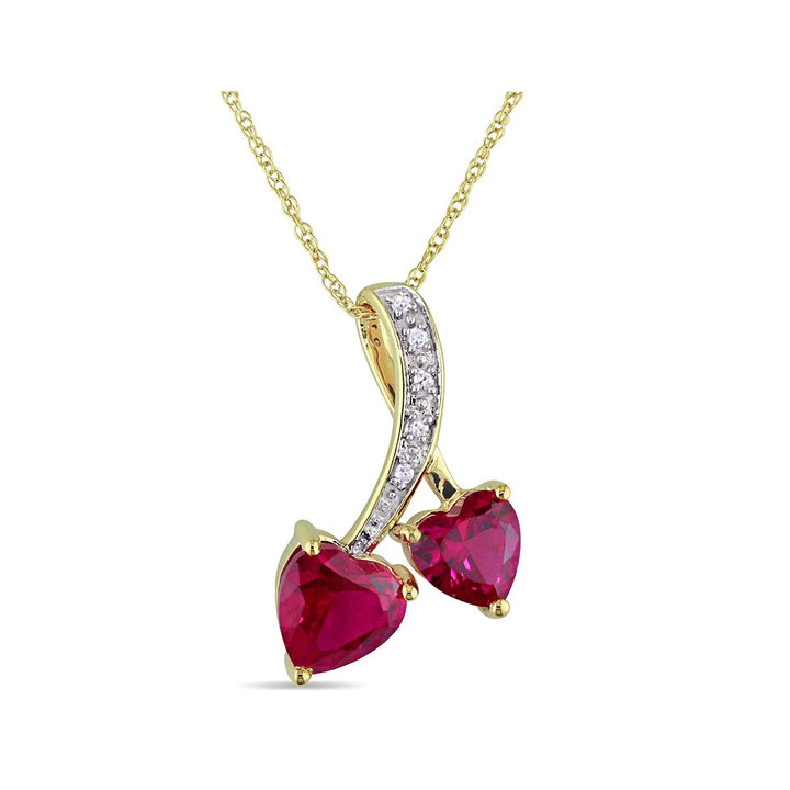 2.62 Carat (ctw) Ruby Heart Pendant Necklace in 10K White Gold with Chain Image 1