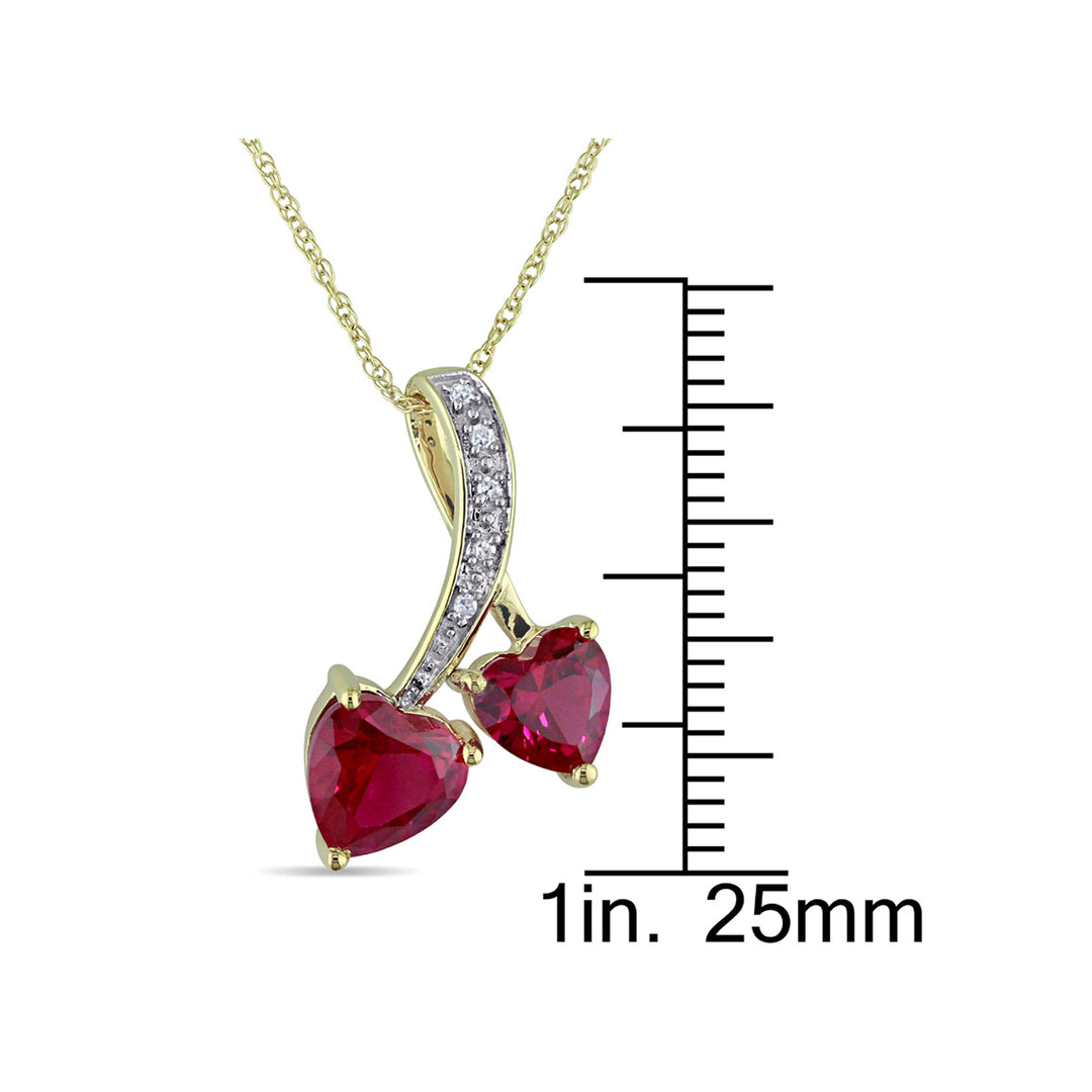 2.62 Carat (ctw) Ruby Heart Pendant Necklace in 10K White Gold with Chain Image 3