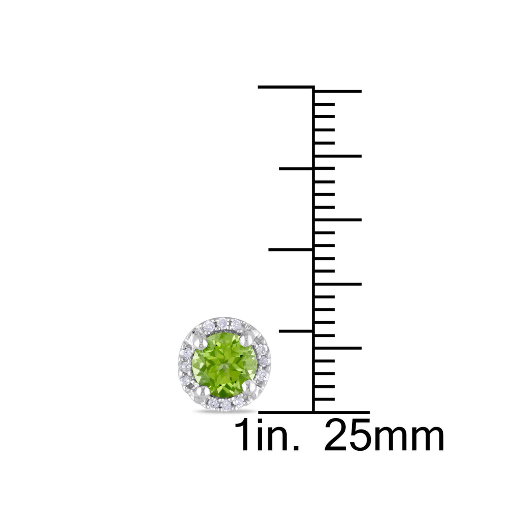 1.12 Carat (ctw) Peridot Halo Earrings in Sterling Silver with Diamonds Image 4
