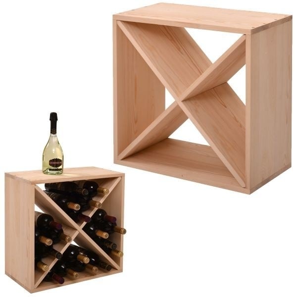 24 Bottle Modular Wine Rack Stackable Wine Storage Cube for Bar Cellar Kitchen Dining Room Burlywood Image 6