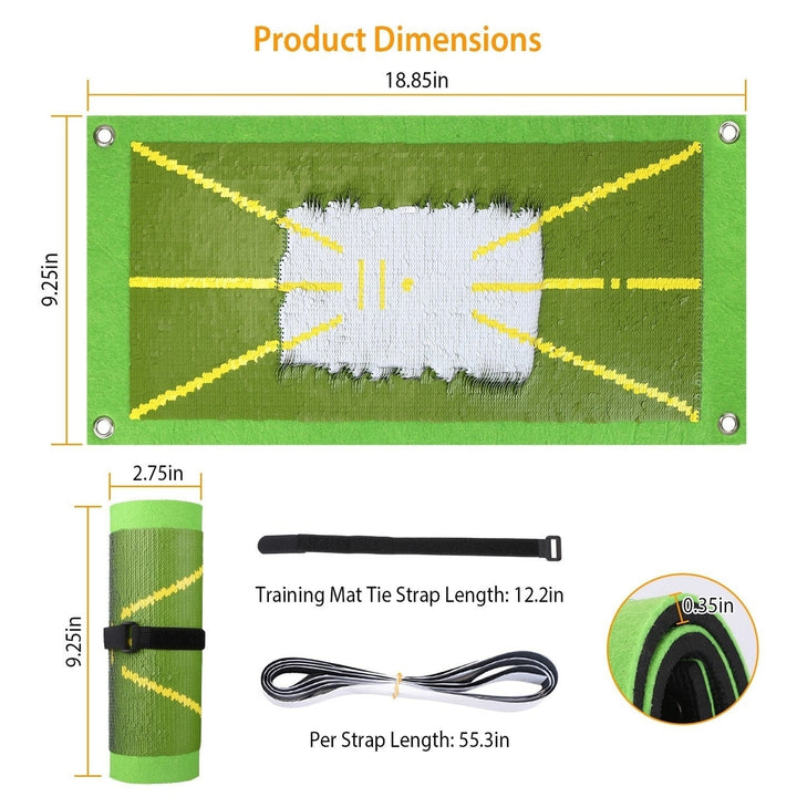 18.85x9.25x0.35in Golf Training Mat for Swing Detection Batting Path Feedback Practice Pad Portable Rolling Golf Image 3