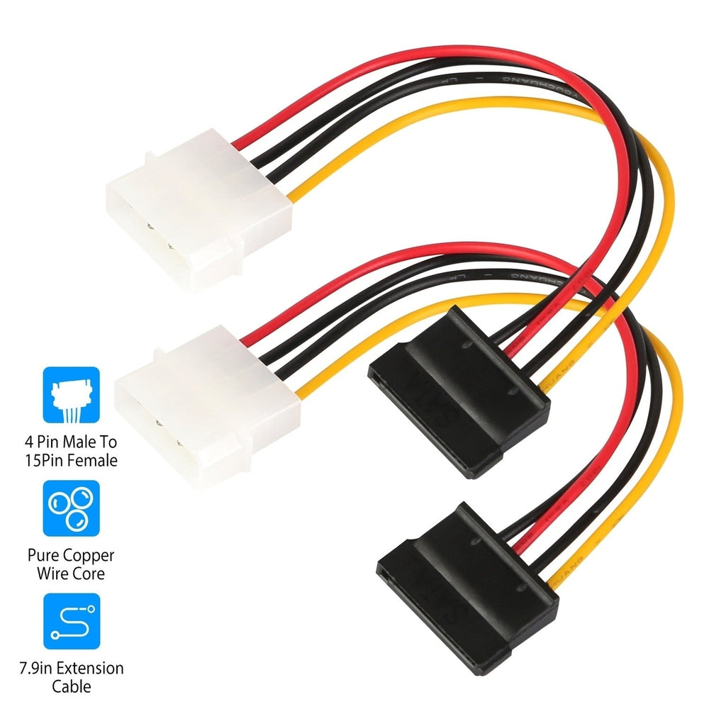 2 Packs 4 Pin Male To 15Pin Female Data Cable Adapter Image 2