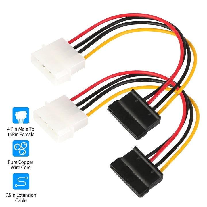 2 Packs 4 Pin Male To 15Pin Female Data Cable Adapter Image 2