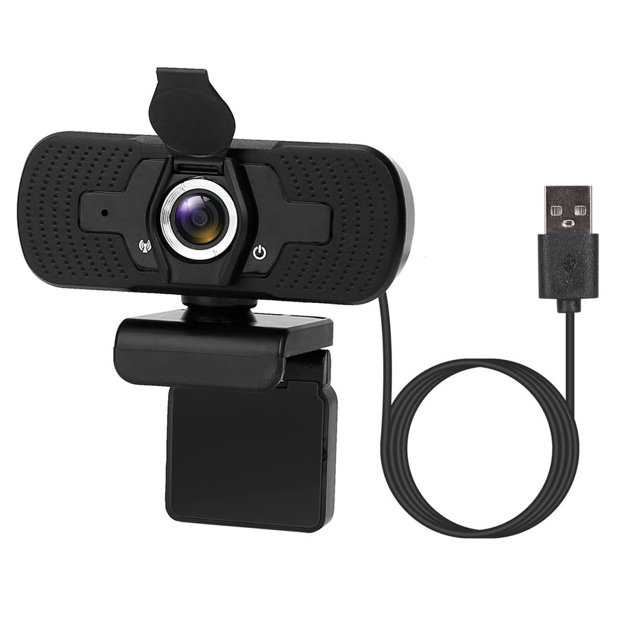 1080P USB Webcam with Microphone Privacy Cover Rotatable Clip Streaming USB Camera Plug And Play Image 1
