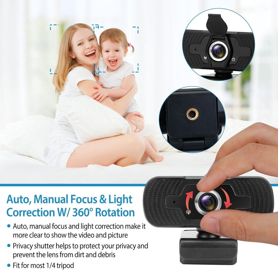 1080P USB Webcam with Microphone Privacy Cover Rotatable Clip Streaming USB Camera Plug And Play Image 6