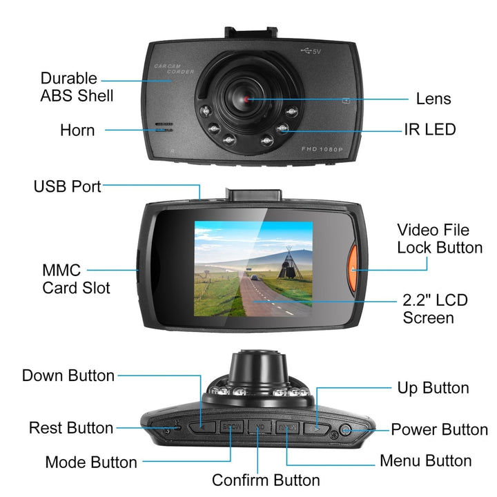 1080P Car DVR Camera Dash Cam Camcorder 90 Degree Angle Loop Recording Night Vison Image 3