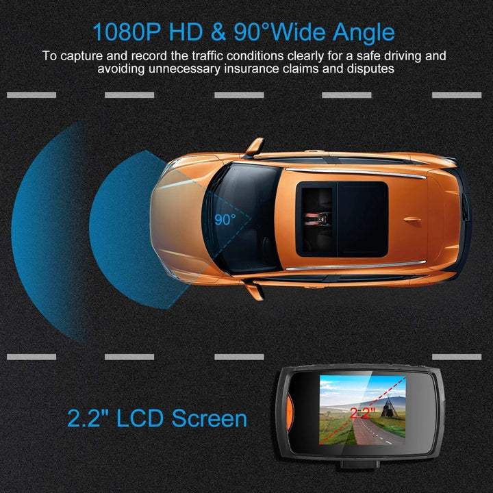 1080P Car DVR Camera Dash Cam Camcorder 90 Degree Angle Loop Recording Night Vison Image 4