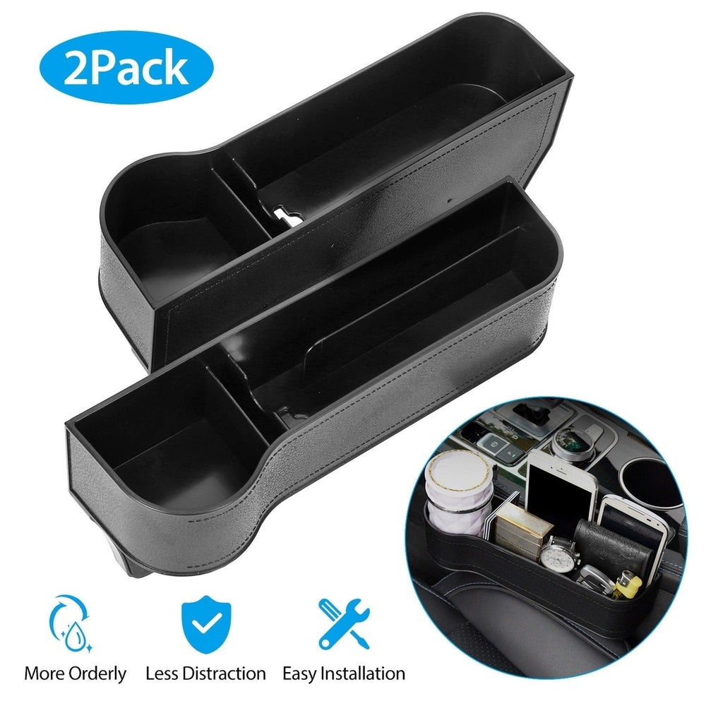 2Pcs Car Console Side Organizer Car Seat Gap Storage Box Pocket Organizer Seat Gap Filler Catch Caddy Image 2