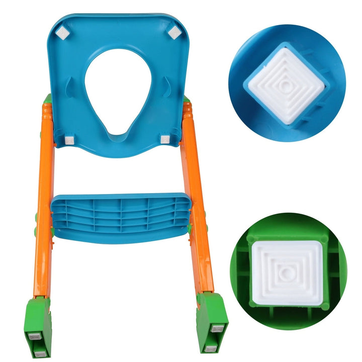 Potty Training Toilet Seat with Steps Stool Ladder For Children Baby Foldable Splash Guard Toilet Trainer Image 1