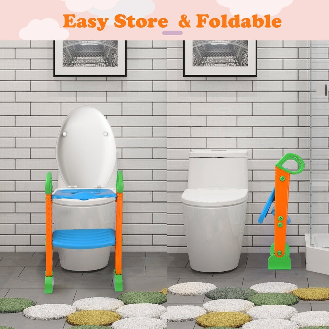 Potty Training Toilet Seat with Steps Stool Ladder For Children Baby Foldable Splash Guard Toilet Trainer Image 7