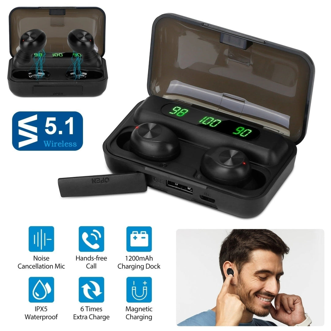 Wireless 5.1 TWS Earbuds In-Ear Stereo Headset Noise Canceling Earphone with Mic Image 2