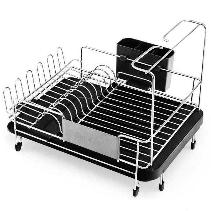 Stainless Steel Expandable Dish Rack with Drainboard and Swivel Spout Image 1