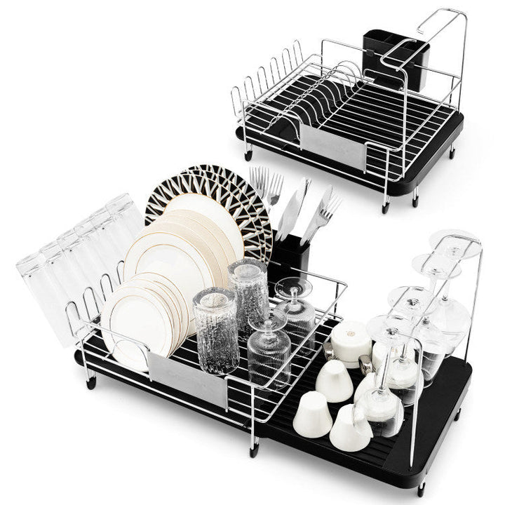 Stainless Steel Expandable Dish Rack with Drainboard and Swivel Spout Image 3