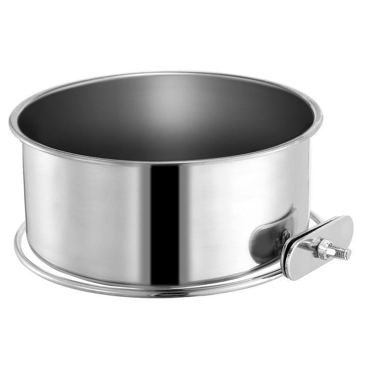 Stainless Steel Dog Bowl Pets Hanging Food Bowl Detachable Pet Cage Food Water Bowl with Clamp Holder Image 1