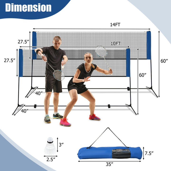 Portable 14FT Volleyball Tennis Training Net w/ Carrying Bag Image 7