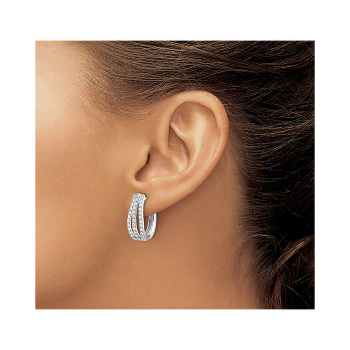 1.00 Carat (ctw SI1-SI2H-I) Lab-Grown Diamond Hoop Earrings in 14K White Gold Image 4