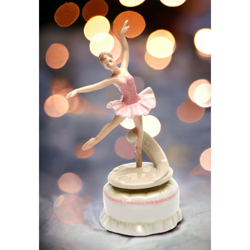 Ceramic Spinning Ballerina Music Box 3.375x3x7 inches Daughter Image 1