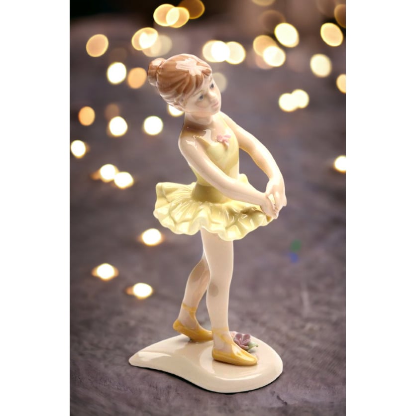 Ceramic Standing Ballerina Figurine Yellow 6.125 inch Image 1