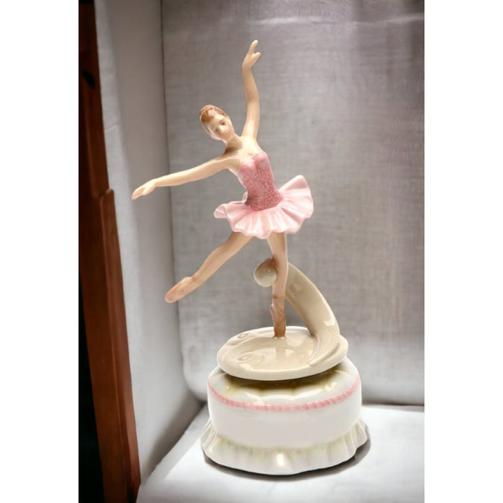 Ceramic Spinning Ballerina Music Box 3.375x3x7 inches Daughter Image 2