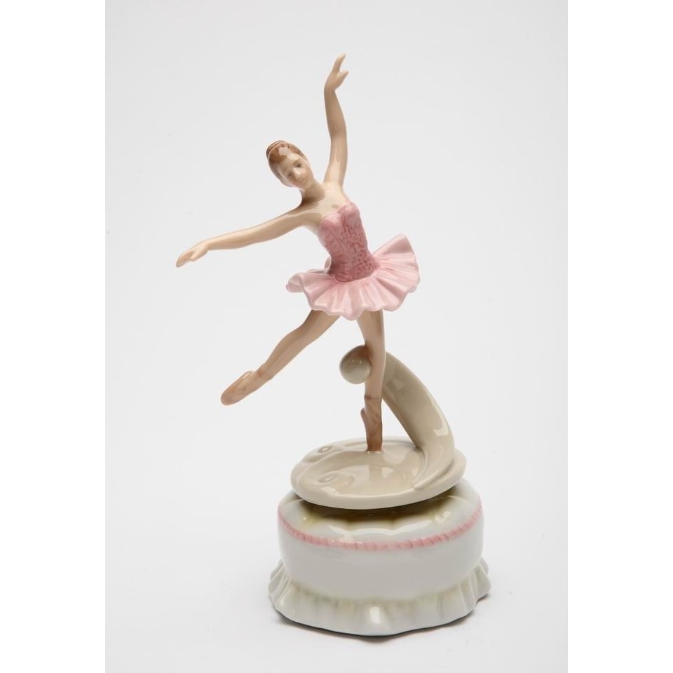 Ceramic Spinning Ballerina Music Box 3.375x3x7 inches Daughter Image 3