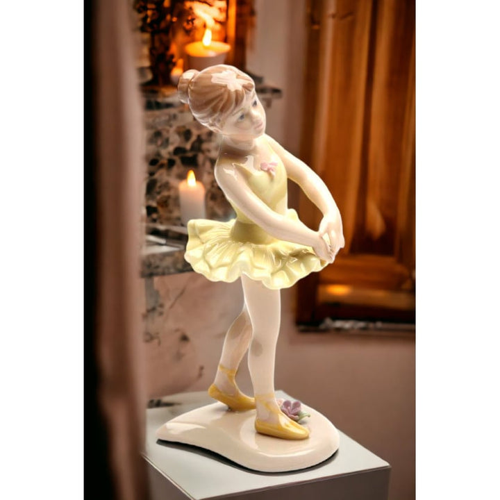 Ceramic Standing Ballerina Figurine Yellow 6.125 inch Image 2