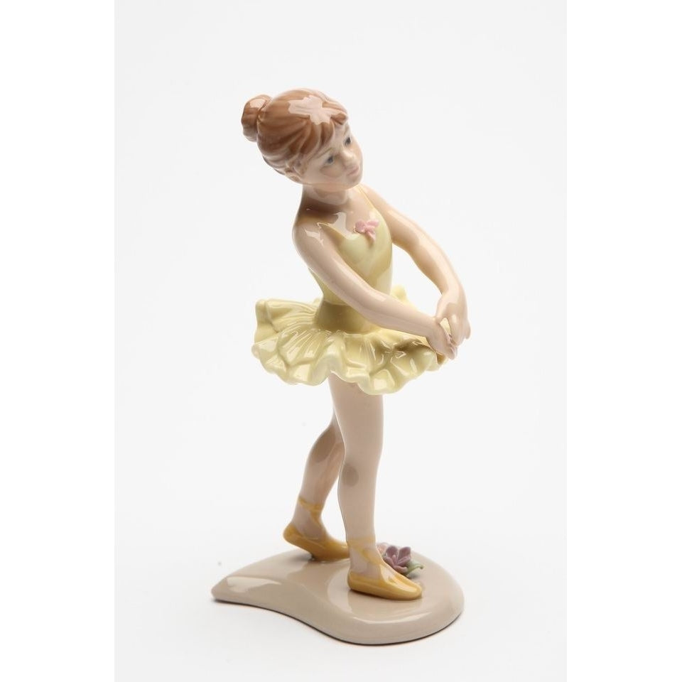 Ceramic Standing Ballerina Figurine Yellow 6.125 inch Image 3