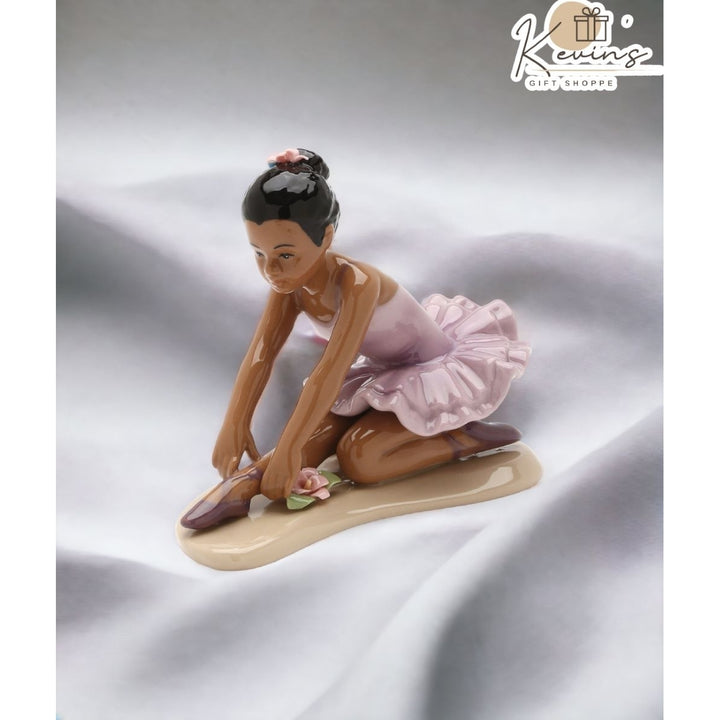 Ceramic African American Ballerina Lavender Dress 4.5 Inch Gift Image 2