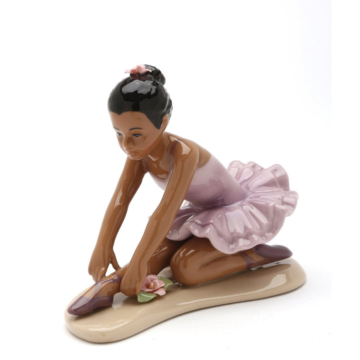 Ceramic African American Ballerina Lavender Dress 4.5 Inch Gift Image 3