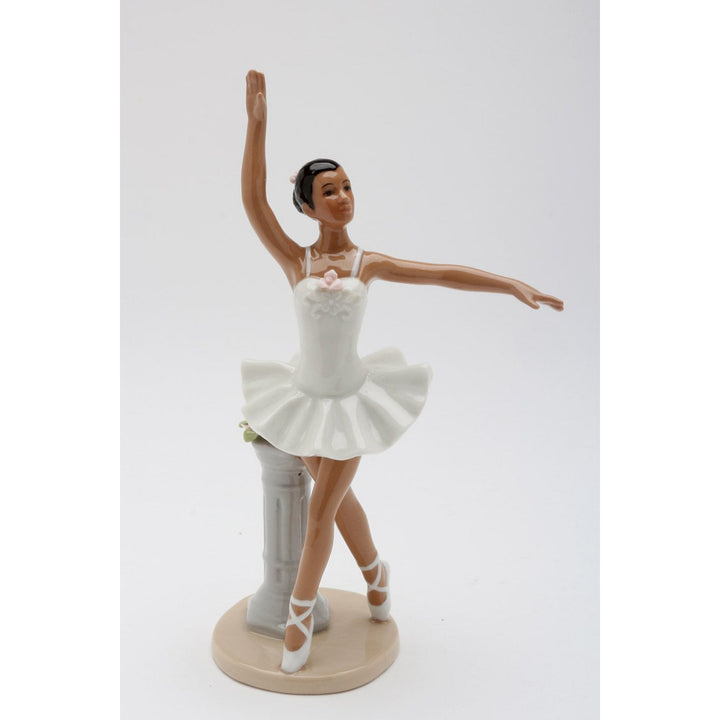 Ceramic African American Ballerina Figure White Dress 7.25 Inch Gift Image 3