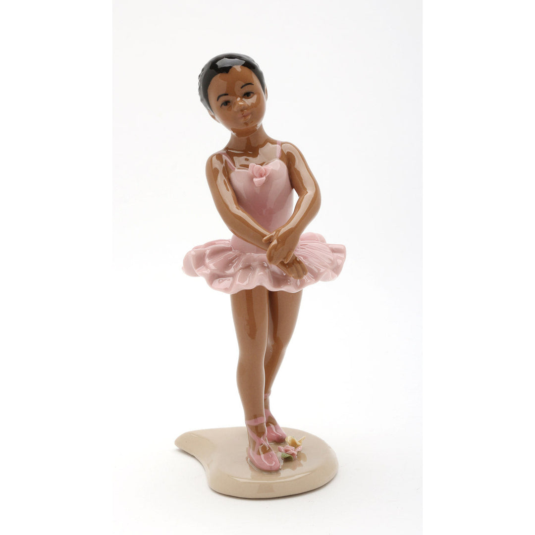 Ceramic African American Ballerina Figurine Pink Dress 6.1 Inch Gift Image 3