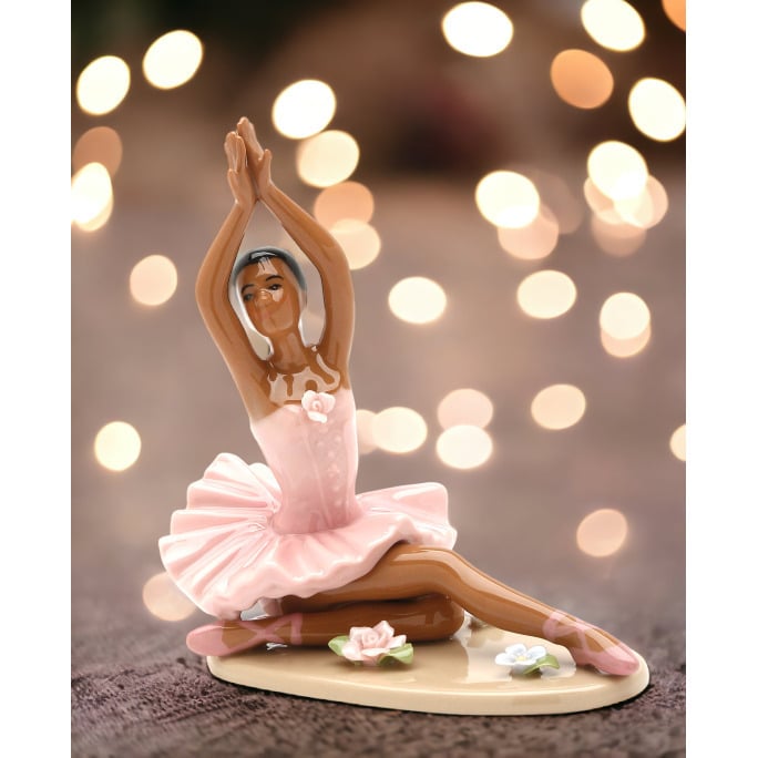 Ceramic African American Ballerina Sculpture Pink Dress 5x3x4.75 Gift Image 1