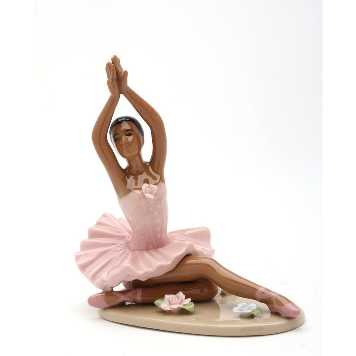 Ceramic African American Ballerina Sculpture Pink Dress 5x3x4.75 Gift Image 3