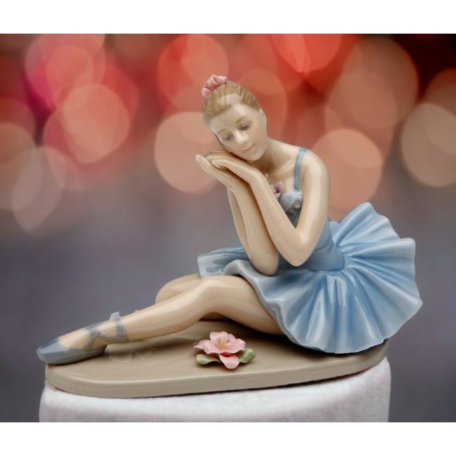 Ceramic Ballerina Figurine Blue Dress 4.625in  Daughter Image 1