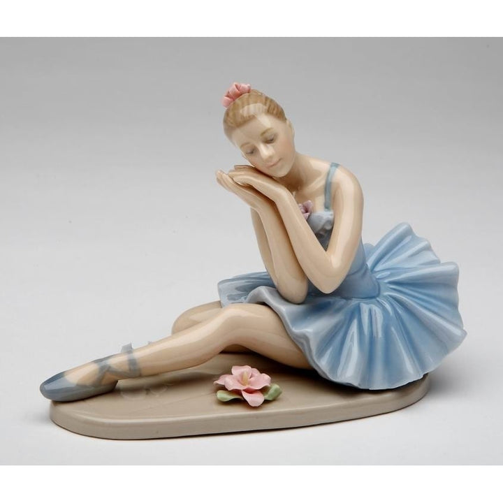 Ceramic Ballerina Figurine Blue Dress 4.625in  Daughter Image 3