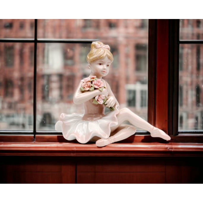 Ceramic Ballerina Figurine Pink Dress 5"  Daughter Image 2